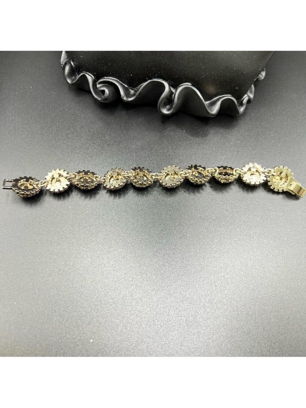 Exquisite Large Round Pacific Opal Crystal Floral Cluster Bracelet - Picture 3 of 12